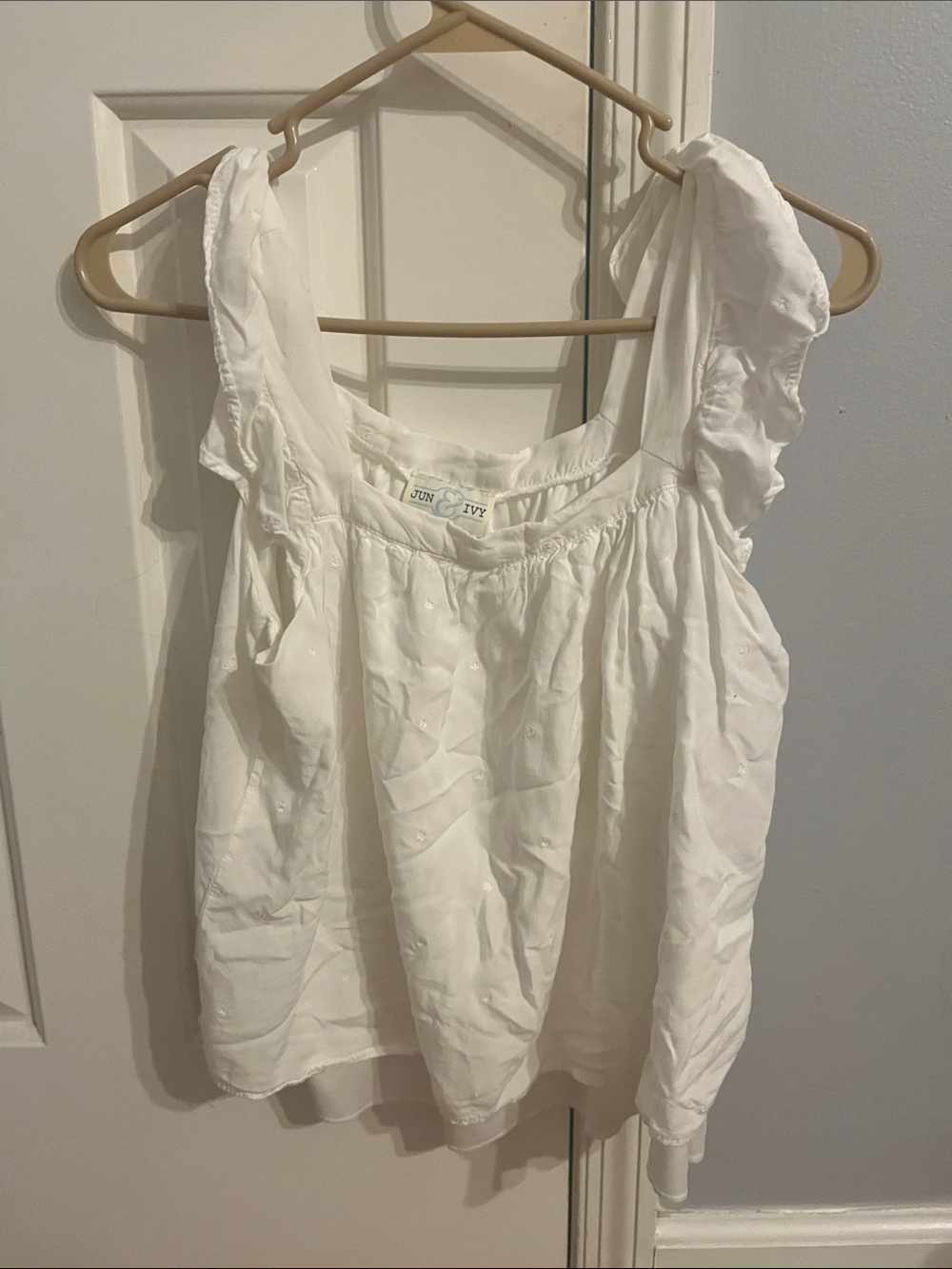 White Embroidered Square-Neck Camisole